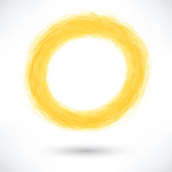 Yellow brush stroke in  circle — Stock Vector