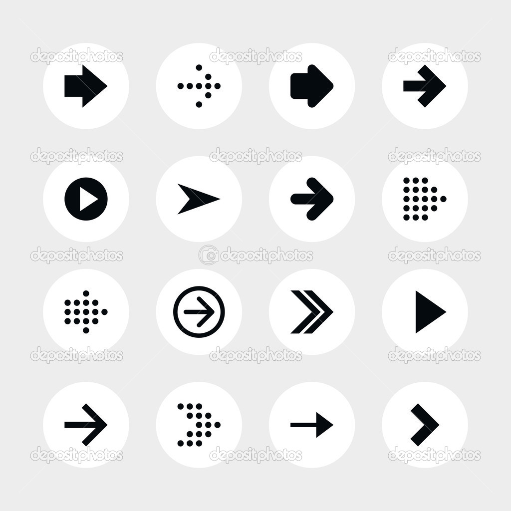 16 arrow sign icon set