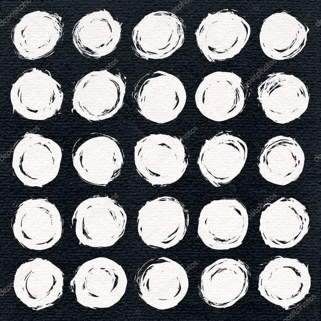 25 white circle form brush stroke