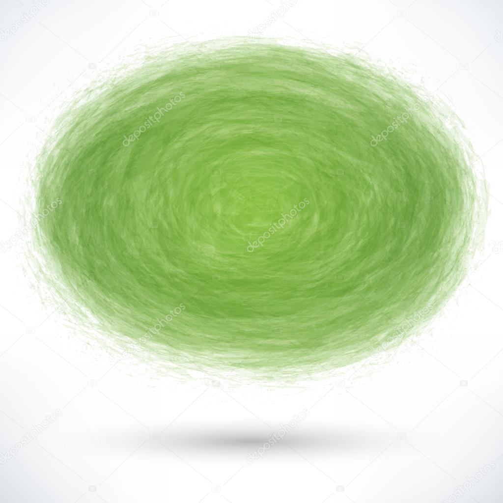 Green brush stroke in the empty form of a ellipse
