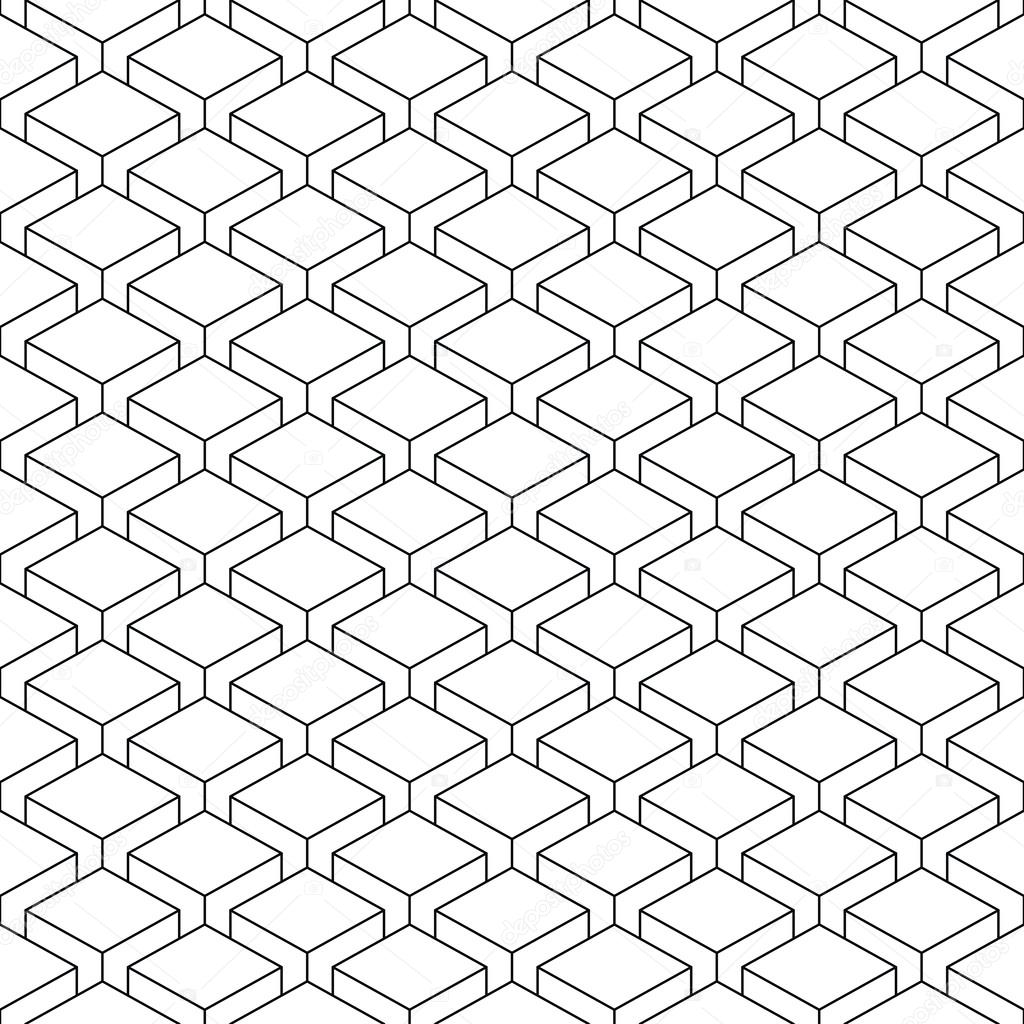 Seamless pattern with 3-D effect cubes