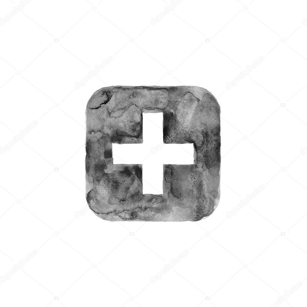 Plus icon button with medical sign.