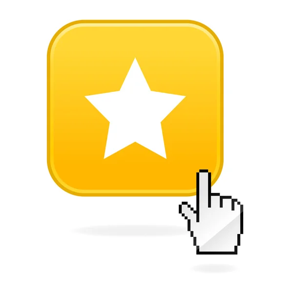 星のシンボルとカーソルの手] ボタン — ストックベクタ