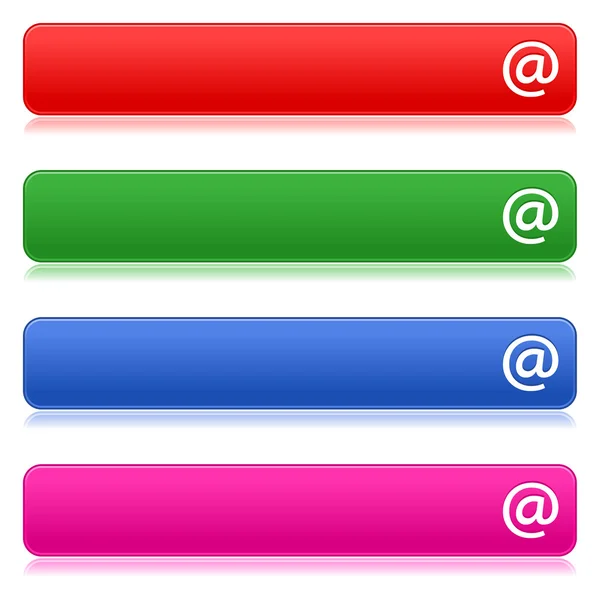 Web kolorowe przyciski z arroba znak — Wektor stockowy