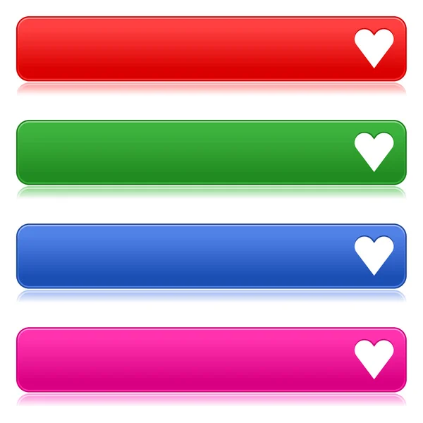 Colorful web buttons with heart sign — Stock Vector