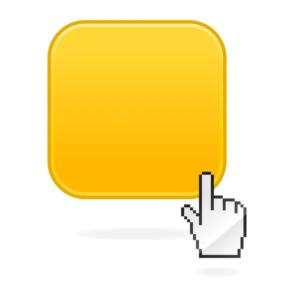 Square button with cursor hand — Stock Vector