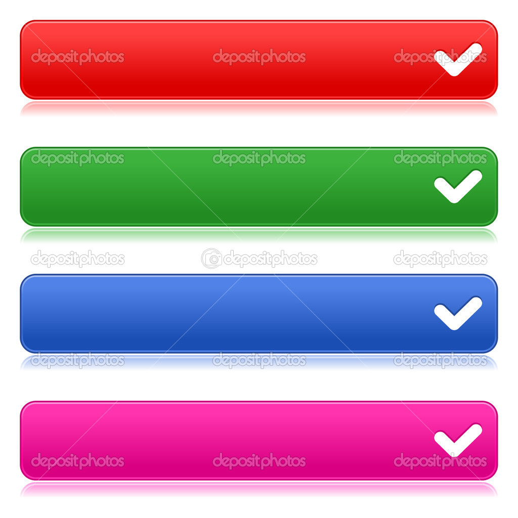 Colorful web buttons with check sign
