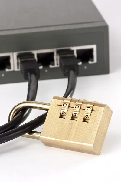 LAN Switch Security Locked Royalty Free Stock Photos