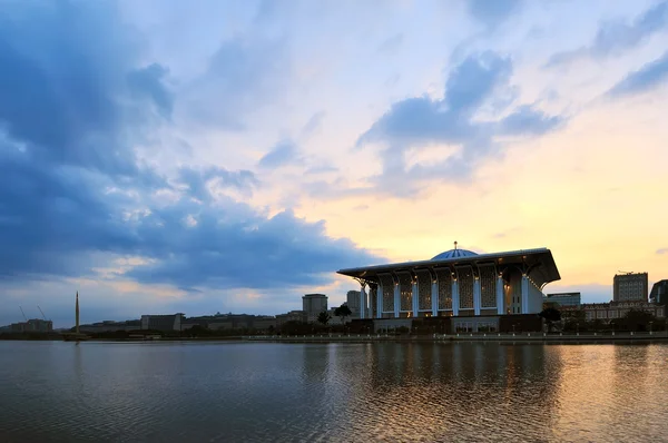 Sunrise with mosque — Stock Photo, Image