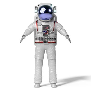Astronot, ön görünüm, beyaz arkaplan - 3B illüstrasyon