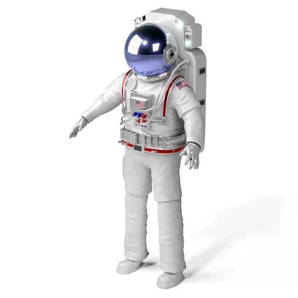 Астронавт Вид Збоку Білий Фон Ілюстрація — стокове фото