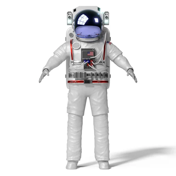 Astronaut Pohled Zepředu Bílé Pozadí Ilustrace — Stock fotografie