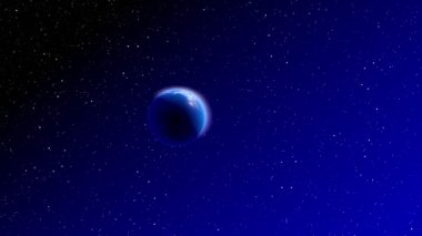 Dönen Dünya, arka plandaki yıldızlar. Bu görüntünün elementleri NASA tarafından döşenmiştir. 3D 4k animasyon (3840 x 2160 px).