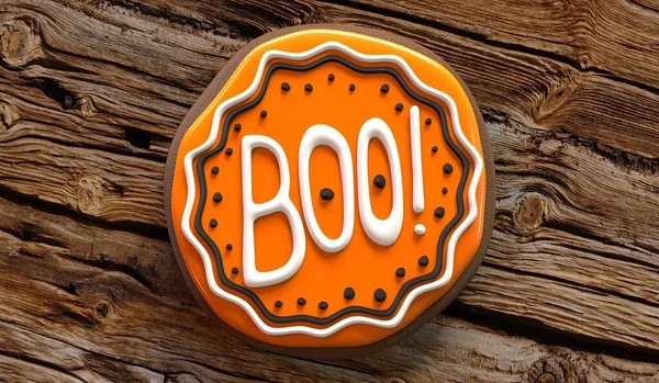 Boum Biscuit Halloween Sur Fond Bois Illustration — Photo