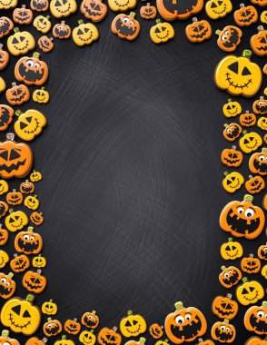 Kabak kurabiyeli Cadılar Bayramı posteri - 3 boyutlu illüstrasyon