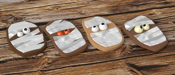 Biscoitos Múmia Halloween Ilustração — Fotografia de Stock