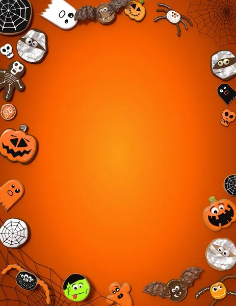 Halloween Border Frame Cookies Illustration — Stock Photo, Image