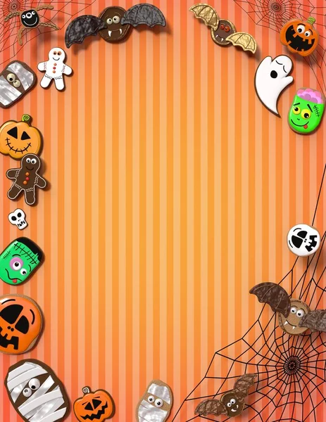 Frontera Halloween Marco Con Cookies Ilustración —  Fotos de Stock