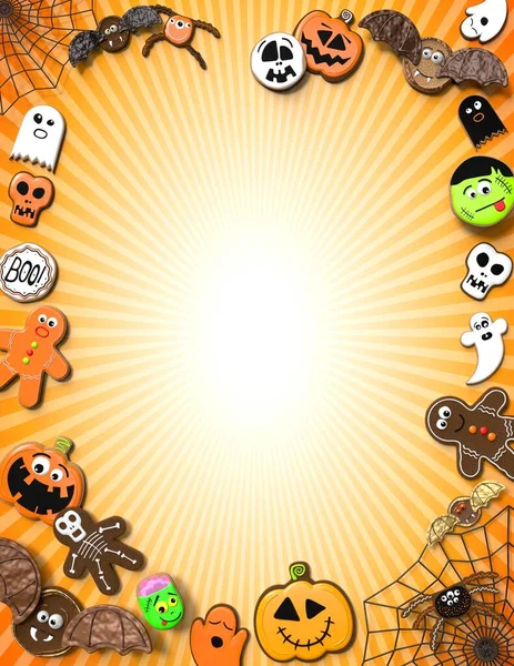 Fronteira Halloween Quadro Com Cookies Ilustração — Fotografia de Stock