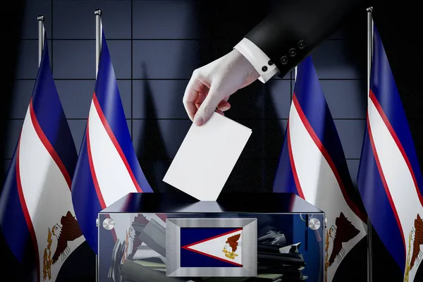 Флаги Американского Самоа Вручение Избирательного Бюллетеня Коробку Голосование Избирательная Концепция — стоковое фото
