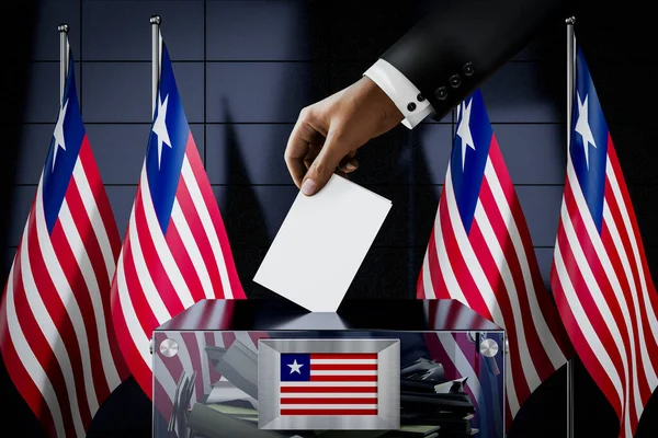 Maleisië Vlaggen Hand Laten Vallen Stemkaart Een Doos Stemming Verkiezingsconcept — Stockfoto