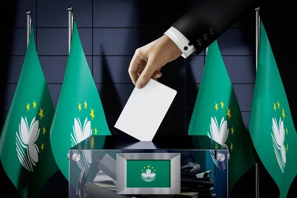 Flagi Makau Karty Głosowania Głosowanie Koncepcja Wyborów Ilustracja — Zdjęcie stockowe