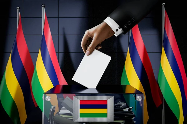 Маврикій Прапори Вручення Карт Голосування Виборча Концепція Ілюстрація — стокове фото