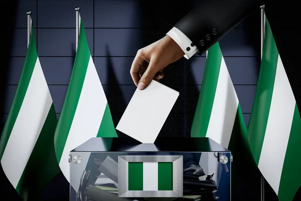 Flagi Nigerii Karty Głosowania Głosowanie Koncepcja Wyborów Ilustracja — Zdjęcie stockowe