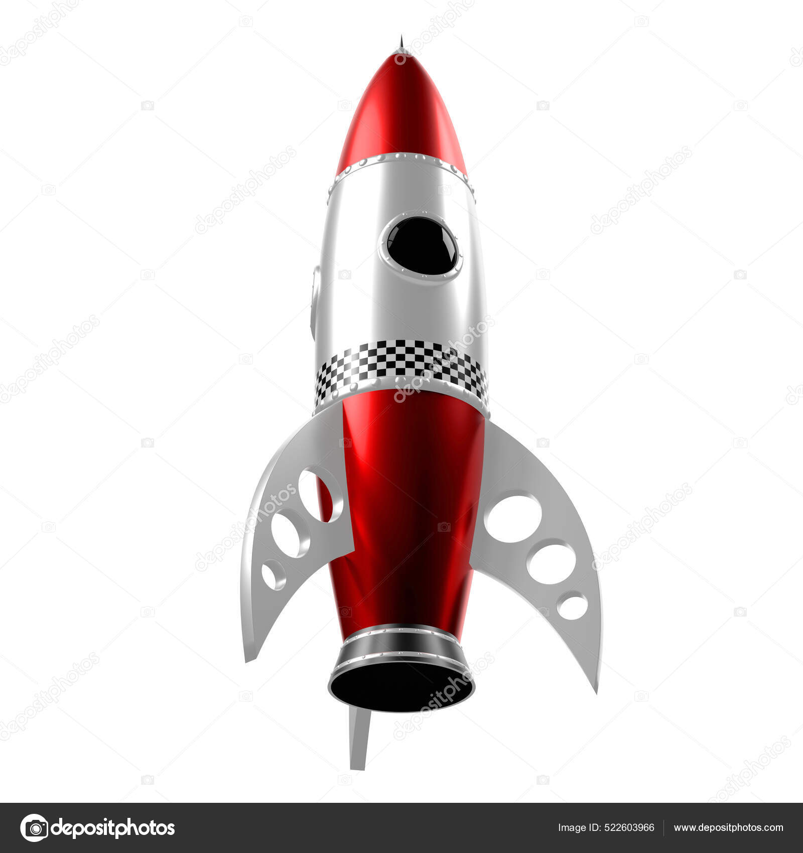 Fusée Jouet Argent Rouge Illustration image libre de droit par 3d_generator  © #522603966