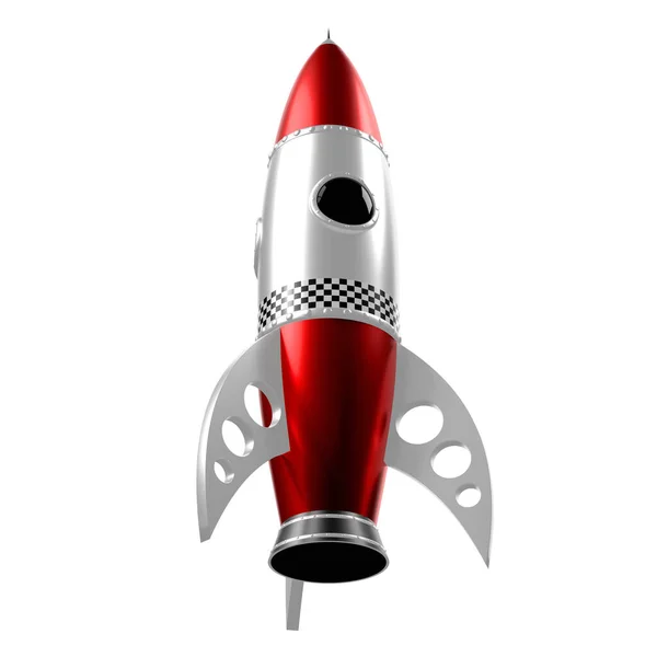 Zilver Rood Speelgoed Raket Illustratie — Stockfoto