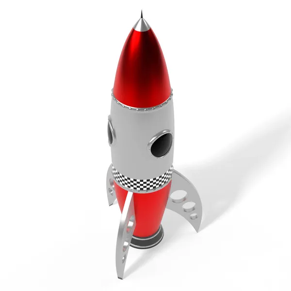 Silver Red Toy Rocket Illustration — Stock Photo, Image