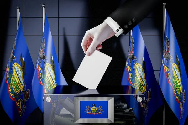Flagi Pensylwanii Karty Głosowania Głosowanie Koncepcja Wyborów Ilustracja — Zdjęcie stockowe