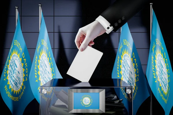Flagi Dakoty Południowej Karty Głosowania Głosowanie Koncepcja Wyborów Ilustracja — Zdjęcie stockowe