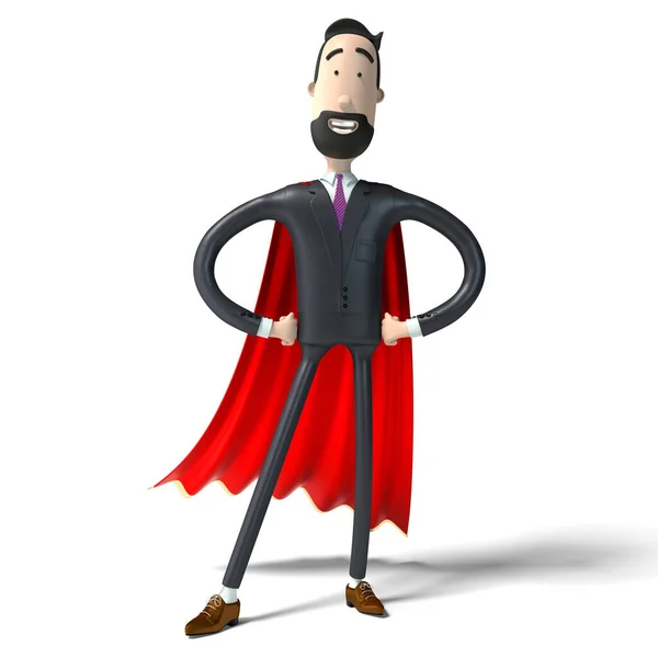 Hipster Cartoon Zakenman Met Rode Mantel Moed Moed Superheld Concept — Stockfoto