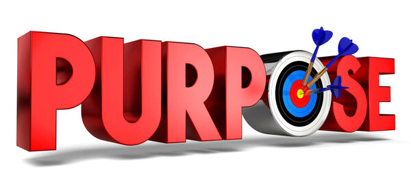 Purpose concept - dartboard with arrows, white background - 3D illustration