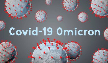 SARS-CoV-2, Covid-19, Omicron varyant konsepti - 3D illüstrasyon