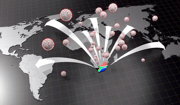 Sars Cov Covid Omicron Szórás Dél Afrikából Illusztráció — Stock Fotó