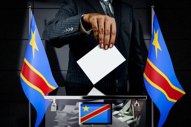 Kongo - Demokratik Cumhuriyet bayrakları, oy kullanma kartı - seçim konsepti - 3D illüstrasyon