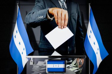 Honduras bayrakları, oy verme kartı - seçim konsepti - 3D illüstrasyon