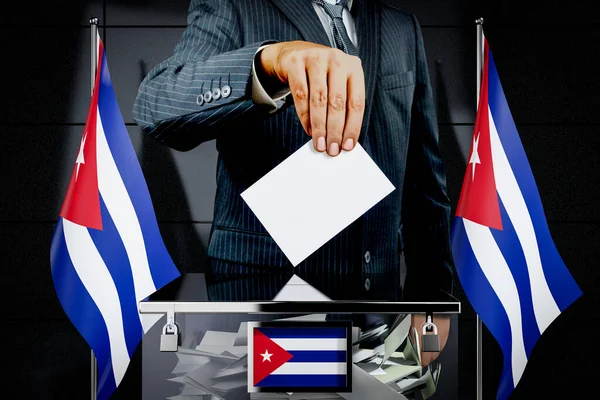 古巴国旗 空投选票卡 选举概念 3D插图 — 图库照片
