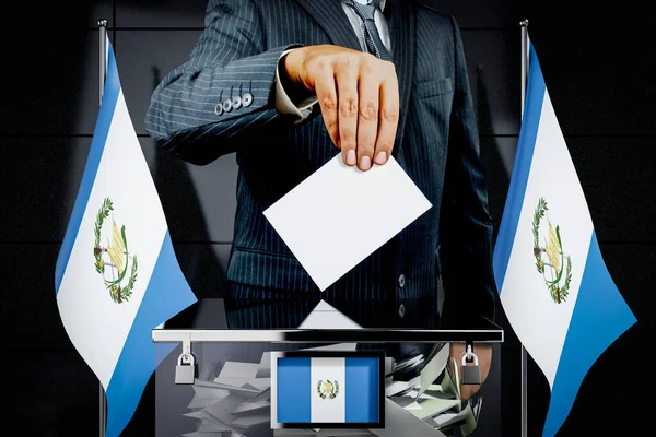 Bandiere Guatemalteche Scheda Voto Caduta Mano Concetto Elezione Illustrazione — Foto Stock