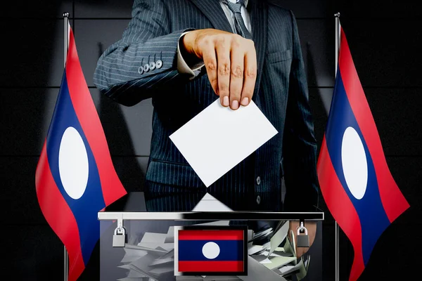Флаги Лаоса Карточка Голосования Концепция Выборов Иллюстрация — стоковое фото