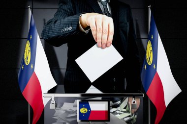 Wake Island bayrakları, oy kullanma kartı - seçim konsepti - 3D illüstrasyon