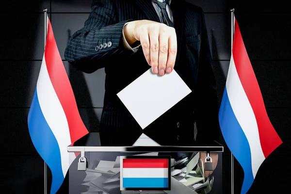リュクサンブールフラグ ハンドドロップ投票カード 選挙コンセプト 3Dイラスト — ストック写真