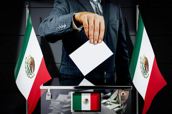 Mexico Vlaggen Hand Laten Vallen Stemkaart Verkiezingsconcept Illustratie — Stockfoto