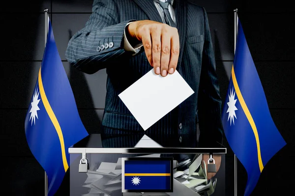 Флаги Науру Карточка Голосования Концепция Выборов Иллюстрация — стоковое фото