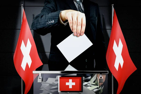 Švýcarsko Vlajky Ruční Upuštění Volební Karty Volební Koncept Ilustrace — Stock fotografie