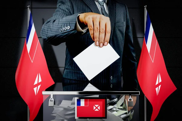 Banderas Wallis Futuna Tarjeta Votación Concepto Electoral Ilustración — Foto de Stock
