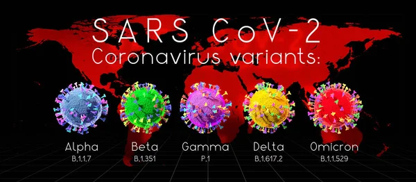 Variante Sars Cov Covid Coronavirus Alfa Beta Gamma Delta Omicron — Fotografie, imagine de stoc