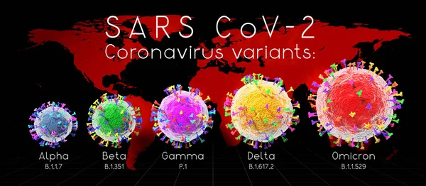 Variante Sars Cov Covid Coronavirus Alfa Beta Gamma Delta Omicron — Fotografie, imagine de stoc